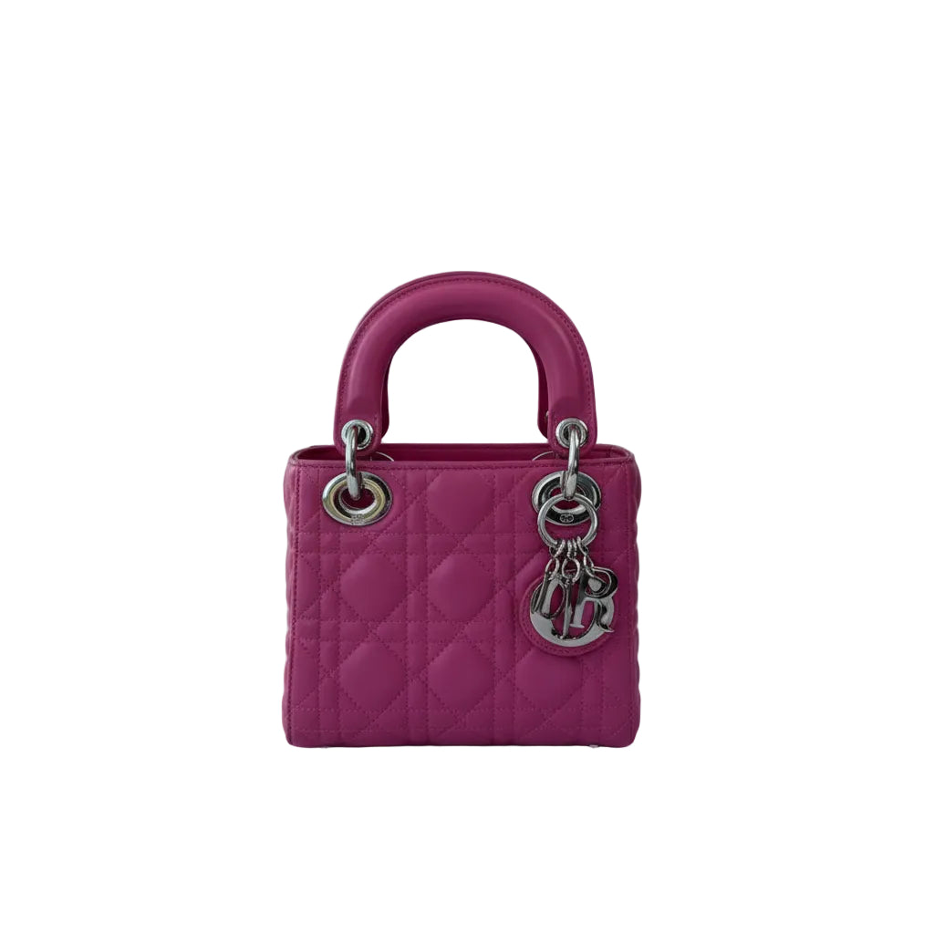 【#211】Pre-owned Dior Lady Dior Mini Bag Bright Pink Lambskin Leather