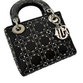 【#151】Pre-owned Dior Lady Dior Mini Black Cannage Satin Silver Hardware Shoulder Bag HZ251101018