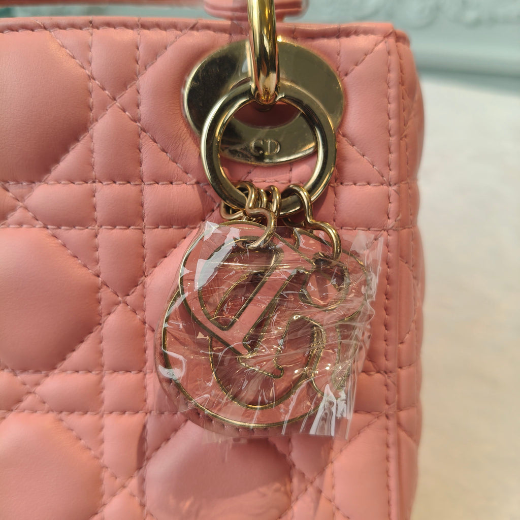【#286】Pre-owned Dior Mini Lady Dior Bag Cannage Quilted Leather in Blush Pink with Gold-Tone Hardware