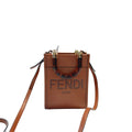 【#116】Pre-owned FENDI Sunshine Mini Brown FF Logo Calfskin Leather Crossbody Bag HZ2512250&&