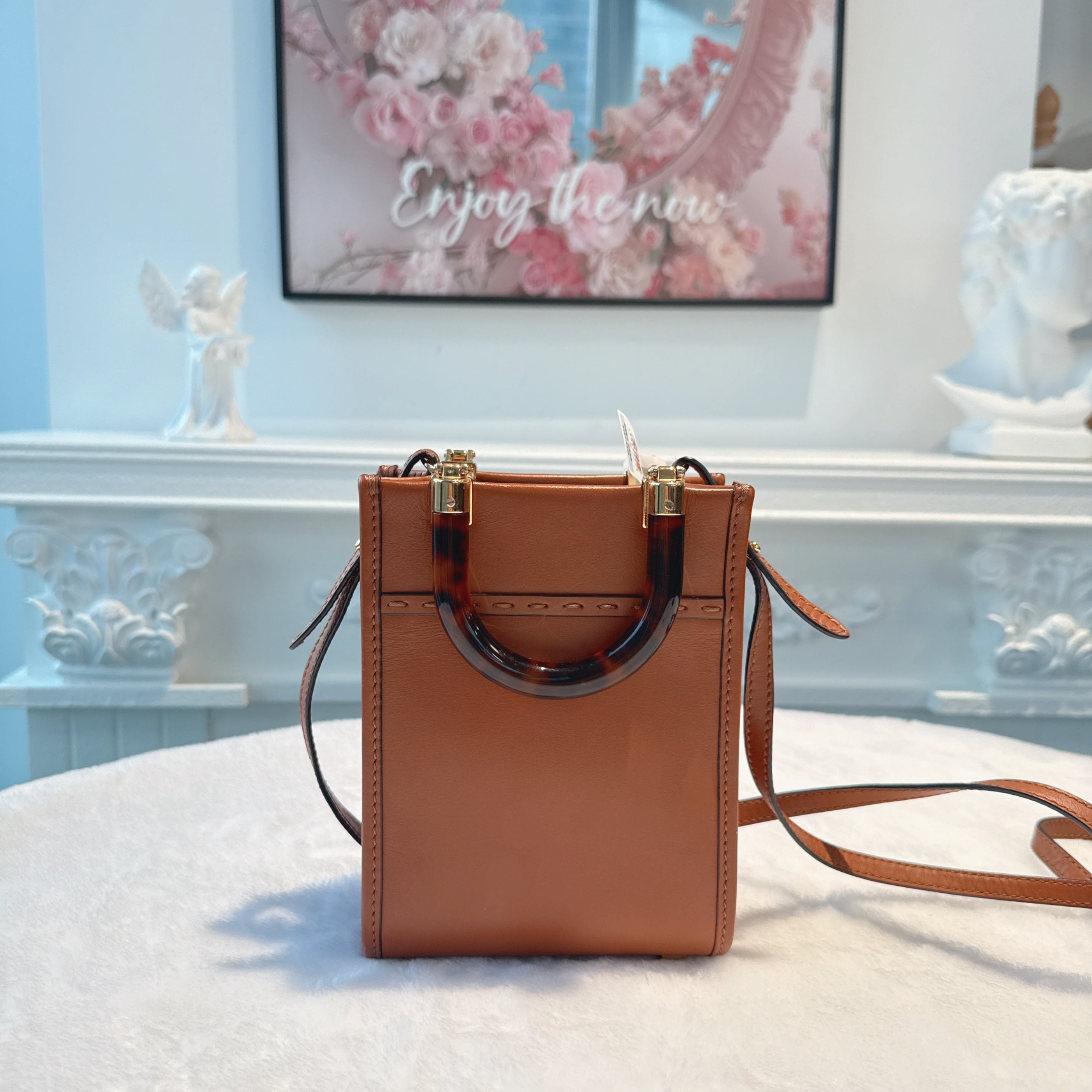 【#116】Pre-owned FENDI Sunshine Mini Brown FF Logo Calfskin Leather Crossbody Bag HZ2512250&&
