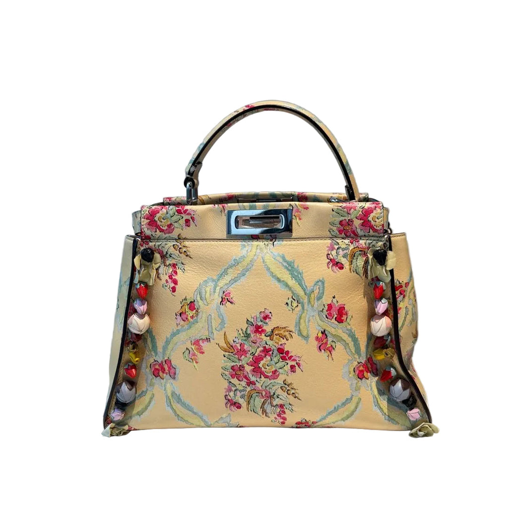 【#112】Pre-owned FENDI Peekaboo Mico Runway Limited Edition Flower Print Shoulder Bag HZ25102200&&