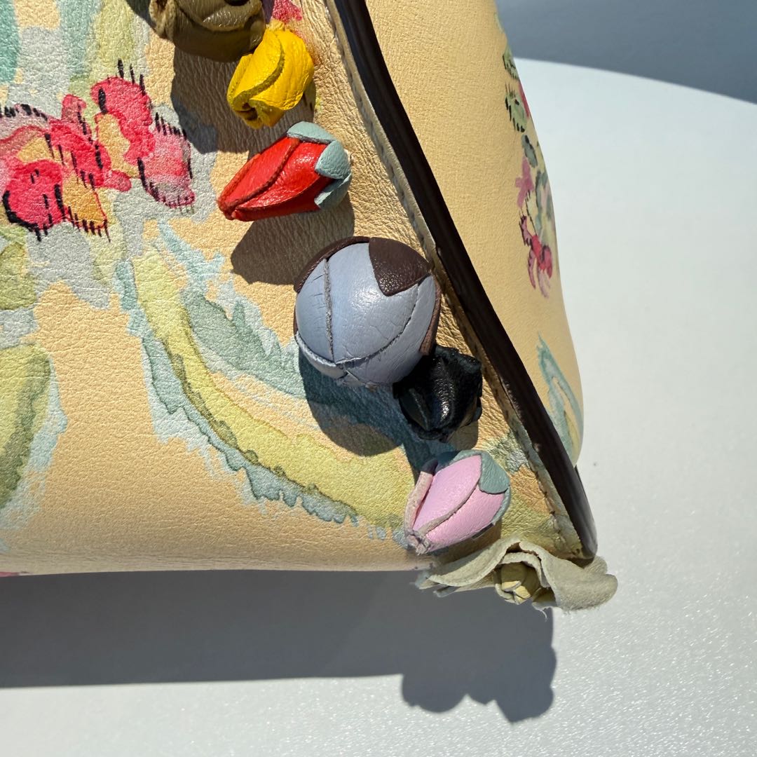 【#112】Pre-owned FENDI Peekaboo Mico Runway Limited Edition Flower Print Shoulder Bag HZ25102200&&