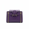 【#178】Pre-owned GUCCI Emily Small 25cm Purple GG Print Calfskin Leather Shoulder Bag