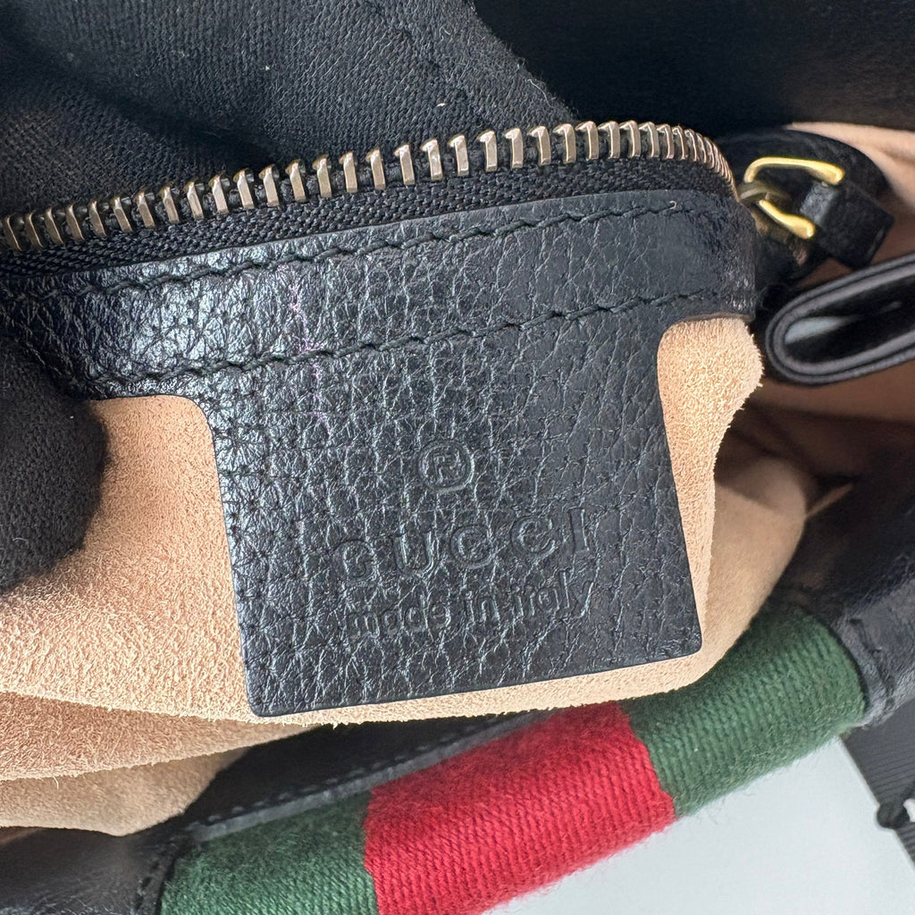 【#201】Pre-owned GUCCI TOTEGG Medium 30.5cm Black Calfskin Leather Shoulder Bag