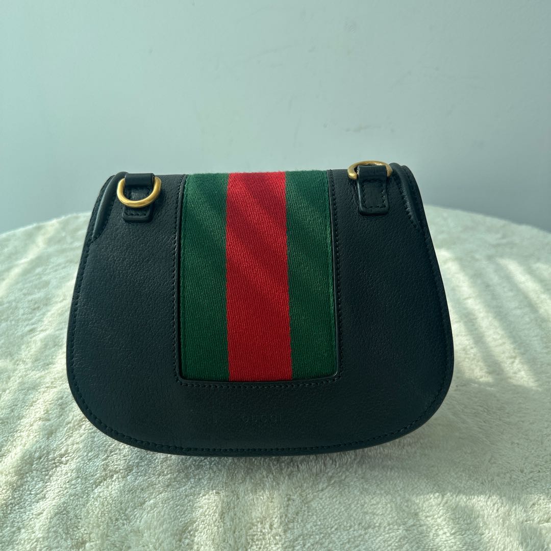 【#202】Pre-owned GUCCI TOTEGG Small 20cm Black Calfskin Leather Shoulder Bag