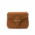 【#282】Pre-owned Gucci Horsebit 1955 Small Saddle Bag Suede in Cognac Brown with Gold-Tone Hardware
