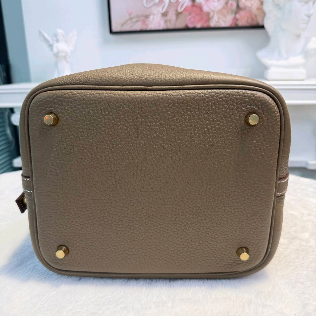 【#209】Pre-owned Hermès Picotin Lock 18 Bag Etoupe Clemence Leather