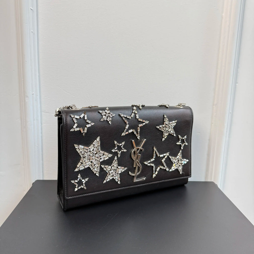 【#127】Pre-owned YSL Kate Small Black and Crystal Shoulder Bag HZ2510180&&