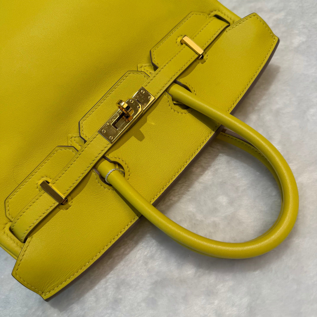 【#292】Pre-owned Hermès Birkin 25 Bag Swift Leather in Lime Yellow with Gold-Tone Hardware