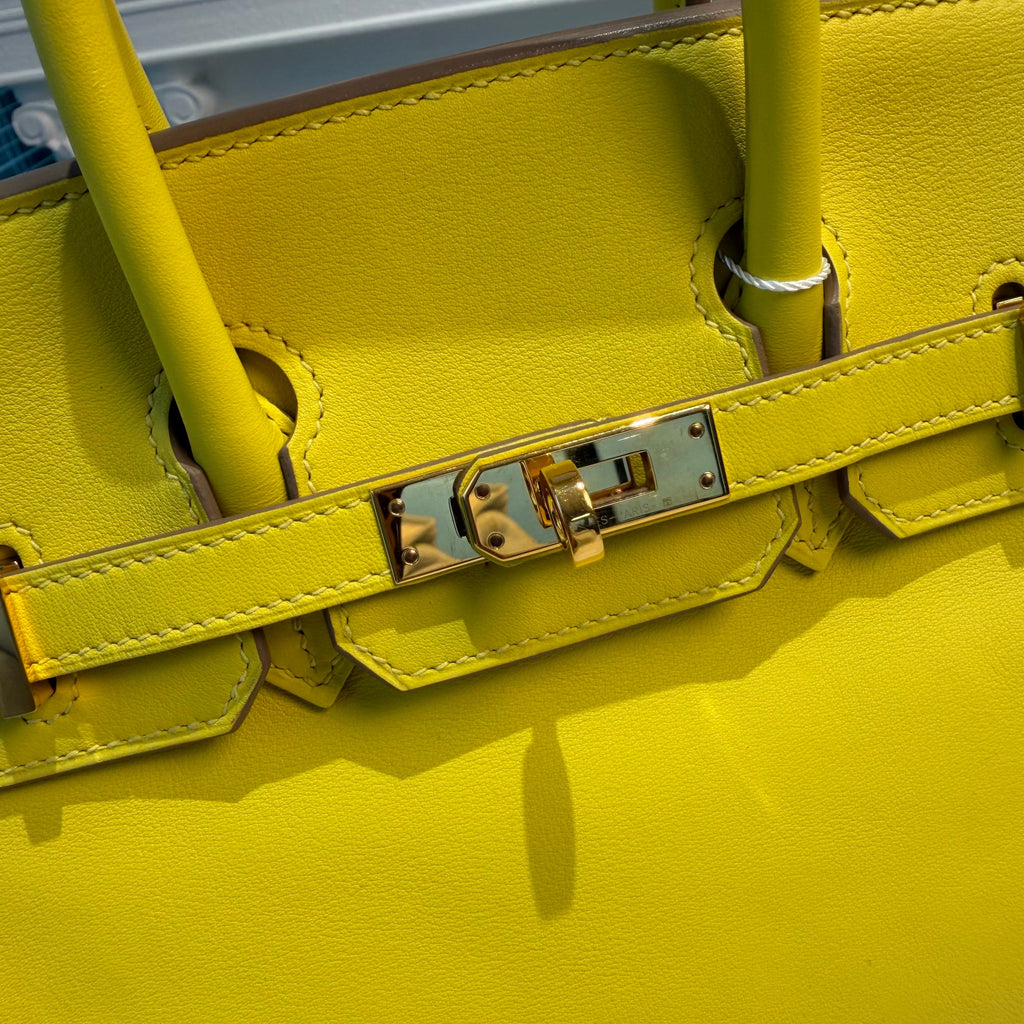【#292】Pre-owned Hermès Birkin 25 Bag Swift Leather in Lime Yellow with Gold-Tone Hardware