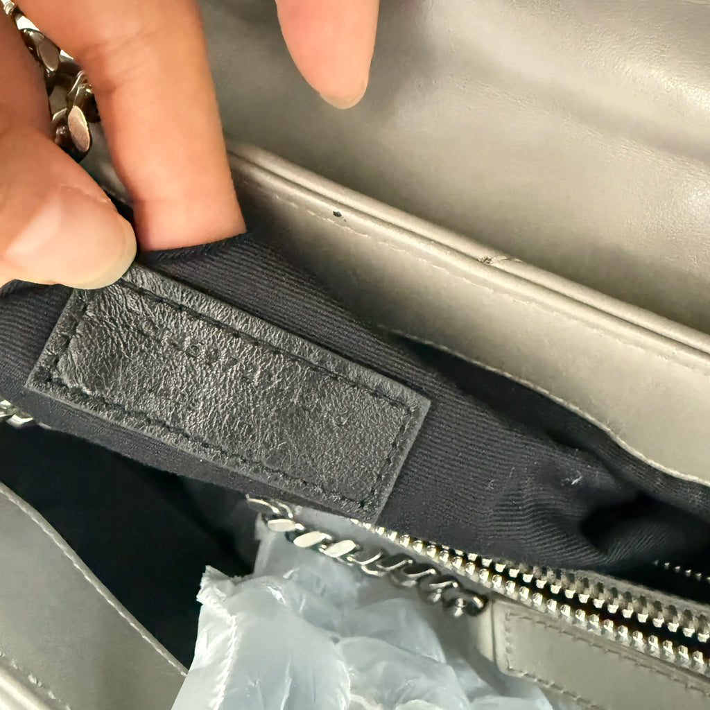 【#126】Pre-owned YSL LouLou Puffer Medium Grey Calfskin Shoulder Bag HZ2510180&&