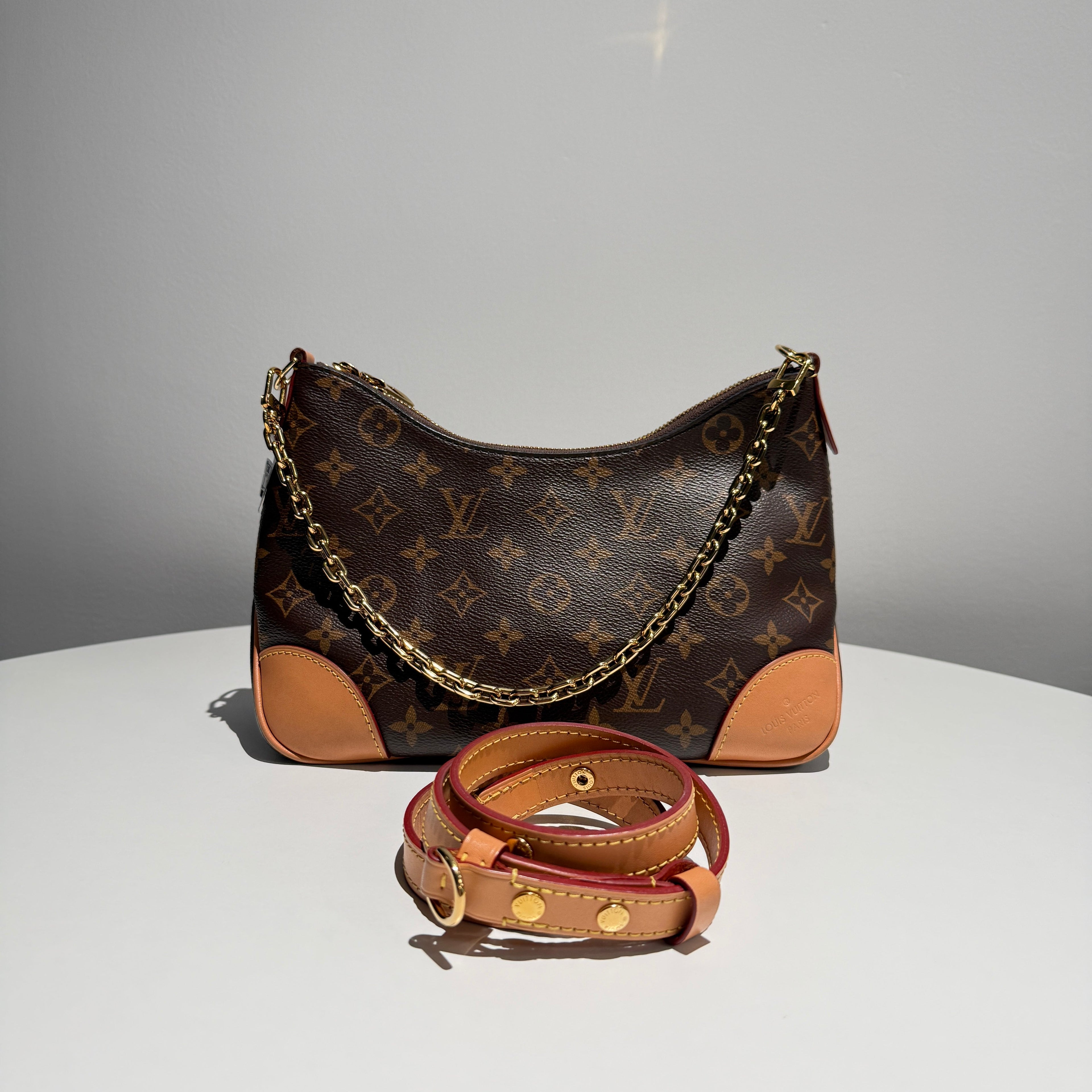 【#074】Pre-owned Louis Vuitton Boulogne Monogram Canvas Natural Leather Hobo BagHZ251103