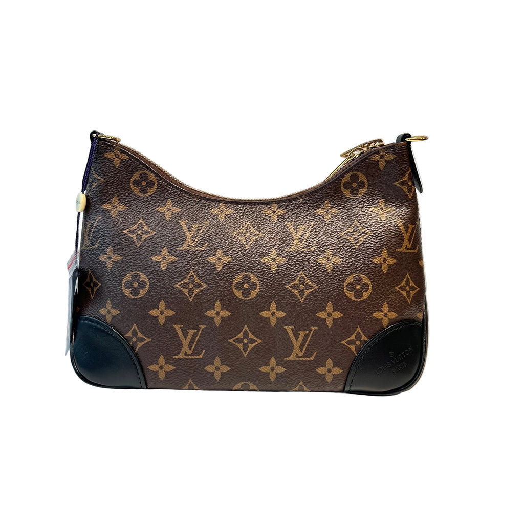 【#073】Pre-owned Louis Vuitton Boulogne Monogram Canvas Black Leather Hobo BagHZ2601190&&