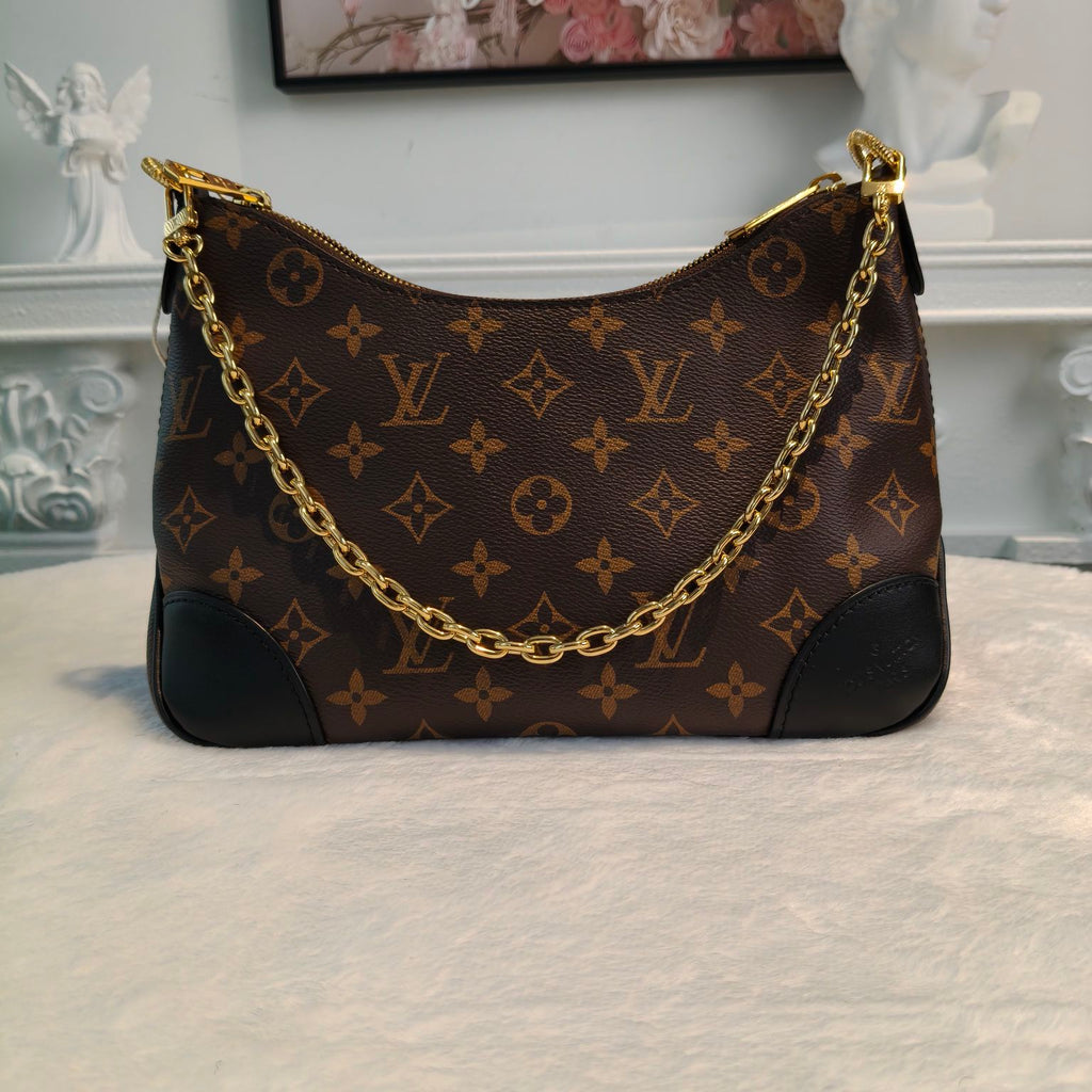 【#063】Pre-owned Louis Vuitton Boulogne Monogram Canvas Black Leather Hobo Bag