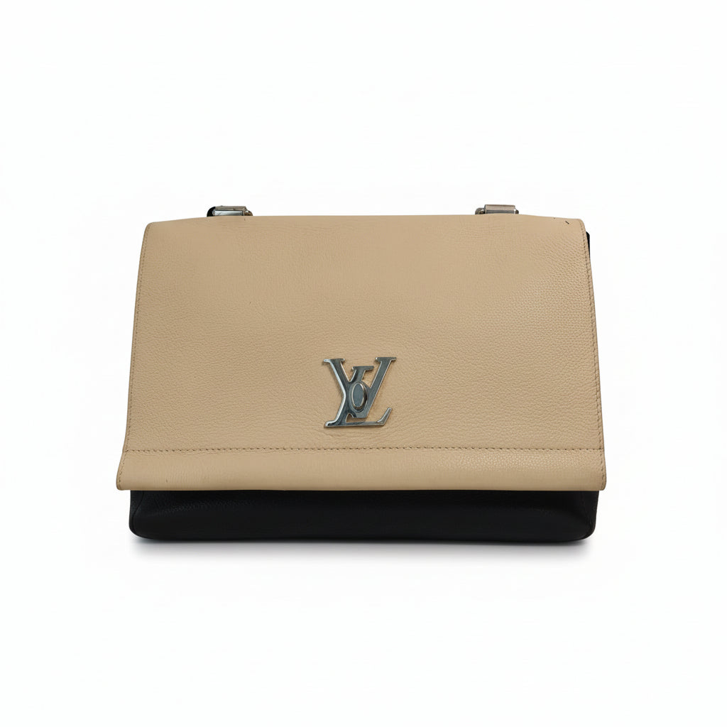 【#062】Pre-owned Louis Vuitton Lockme II Beige & Black Calfskin Leather Crossbody Bag