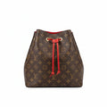 【#060】Pre-owned Louis Vuitton Néonoé MM Monogram Canvas Coquelicot Red Leather Bucket BagHZ2601310&&