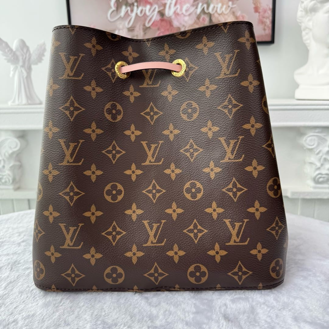 #042】Pre-owned Louis Vuitton Néonoé MM Monogram Canvas Rose Poudre Leather Bucket Bag