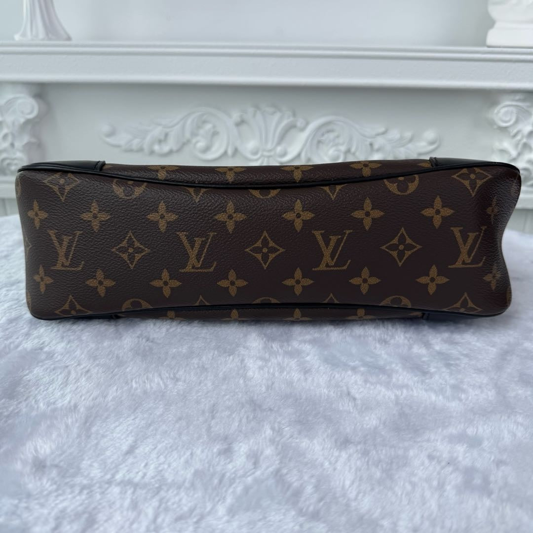 【#045】Pre-owned Louis Vuitton Odeon MM Monogram Canvas Black Calfskin Leather Shoulder Bag