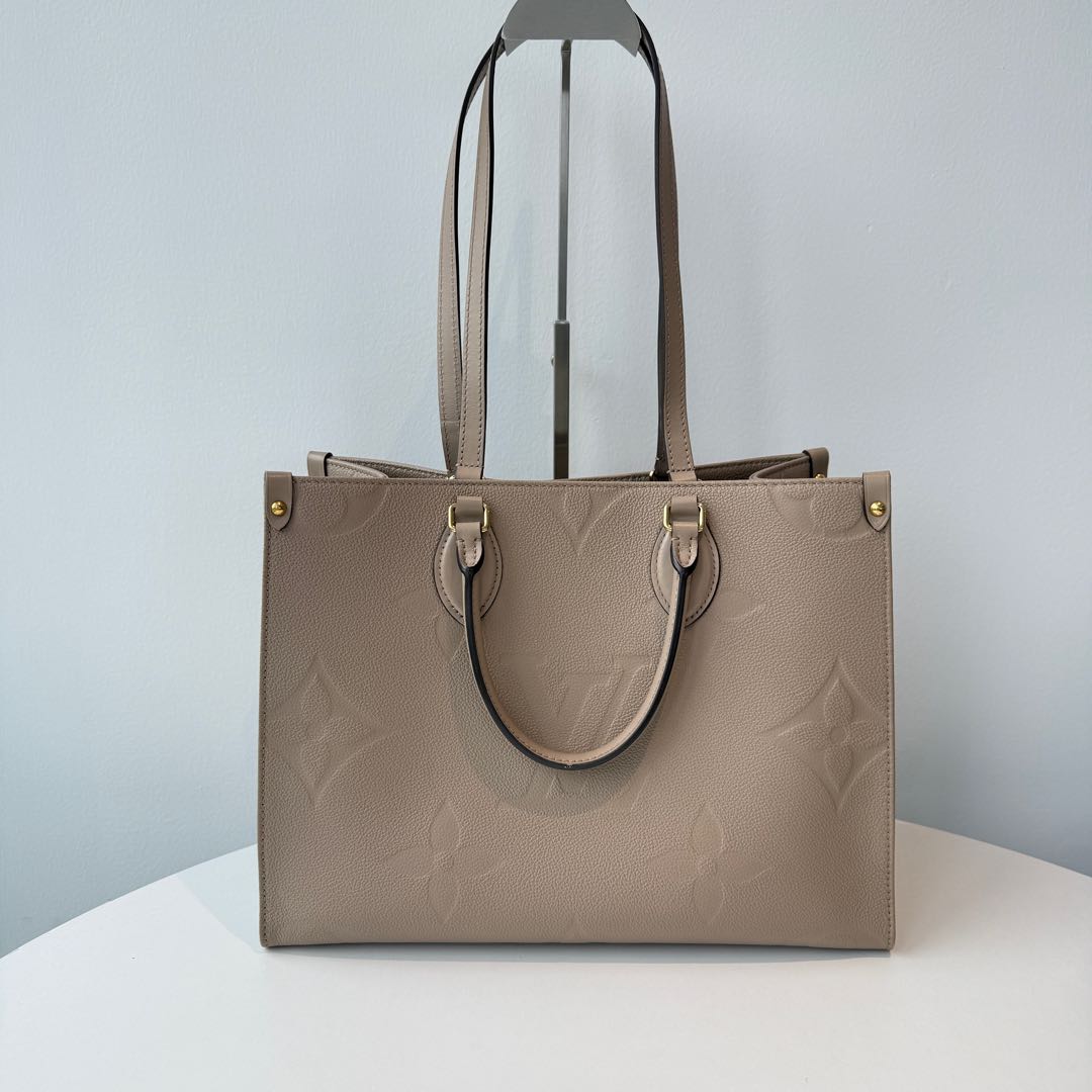 【#094】Pre-owned Louis Vuitton OnTheGo MM Monogram Empreinte Tourterelle Beige Tote BagHZ2508100&&