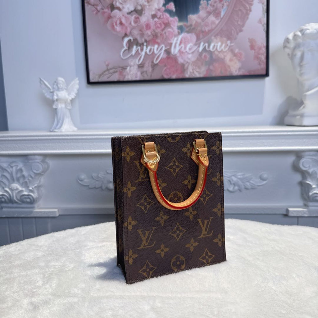 【#066】Pre-owned Louis Vuitton Petit Sac Plat Monogram Canvas Mini Tote Bag