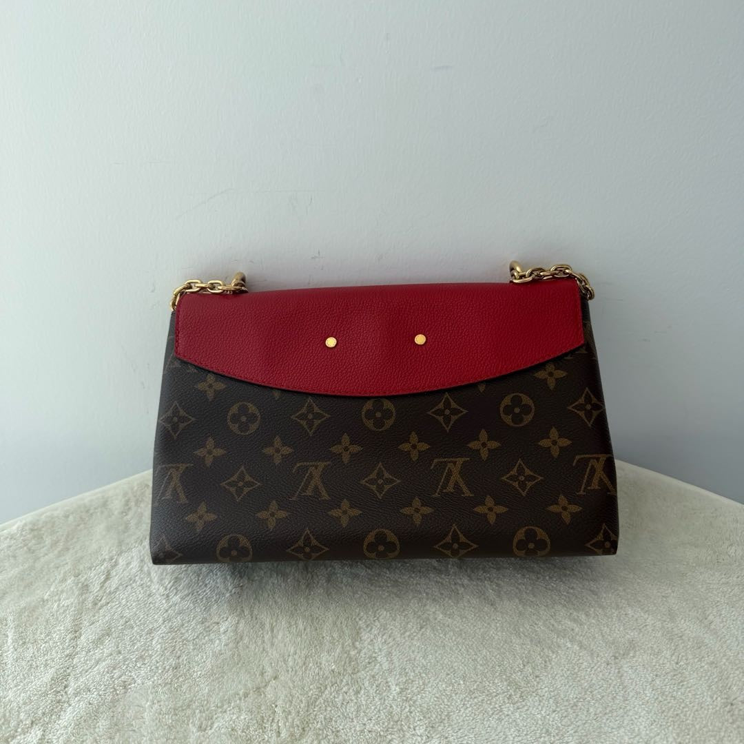 【#088】Pre-owned Louis Vuitton Saint Placide Monogram Canvas Red Leather Chain BagHZ2509290&&