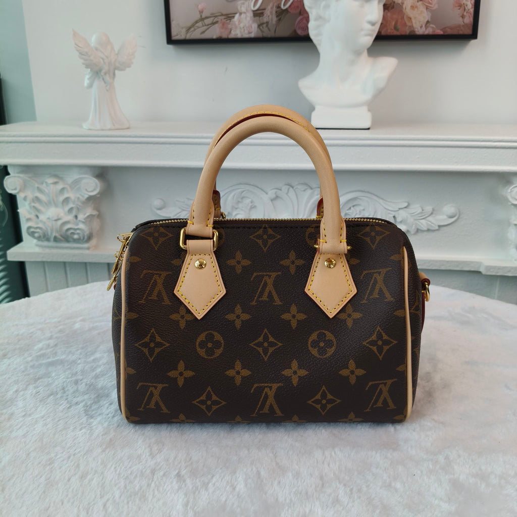 【#047】Pre-owned Louis Vuitton Speedy 20 Monogram Canvas Natural Calfskin Leather Top Handle BagHZ2603040&&