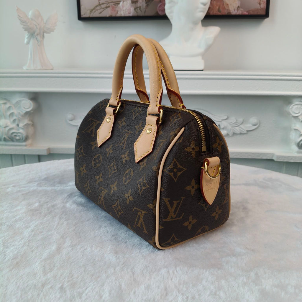 【#047】Pre-owned Louis Vuitton Speedy 20 Monogram Canvas Natural Calfskin Leather Top Handle BagHZ2603040&&