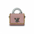【#293】Pre-owned Louis Vuitton Twist Mini Box Bag Epi Leather in Rose Pink with Yellow-White Braided Trim & Silver-Tone Hardware
