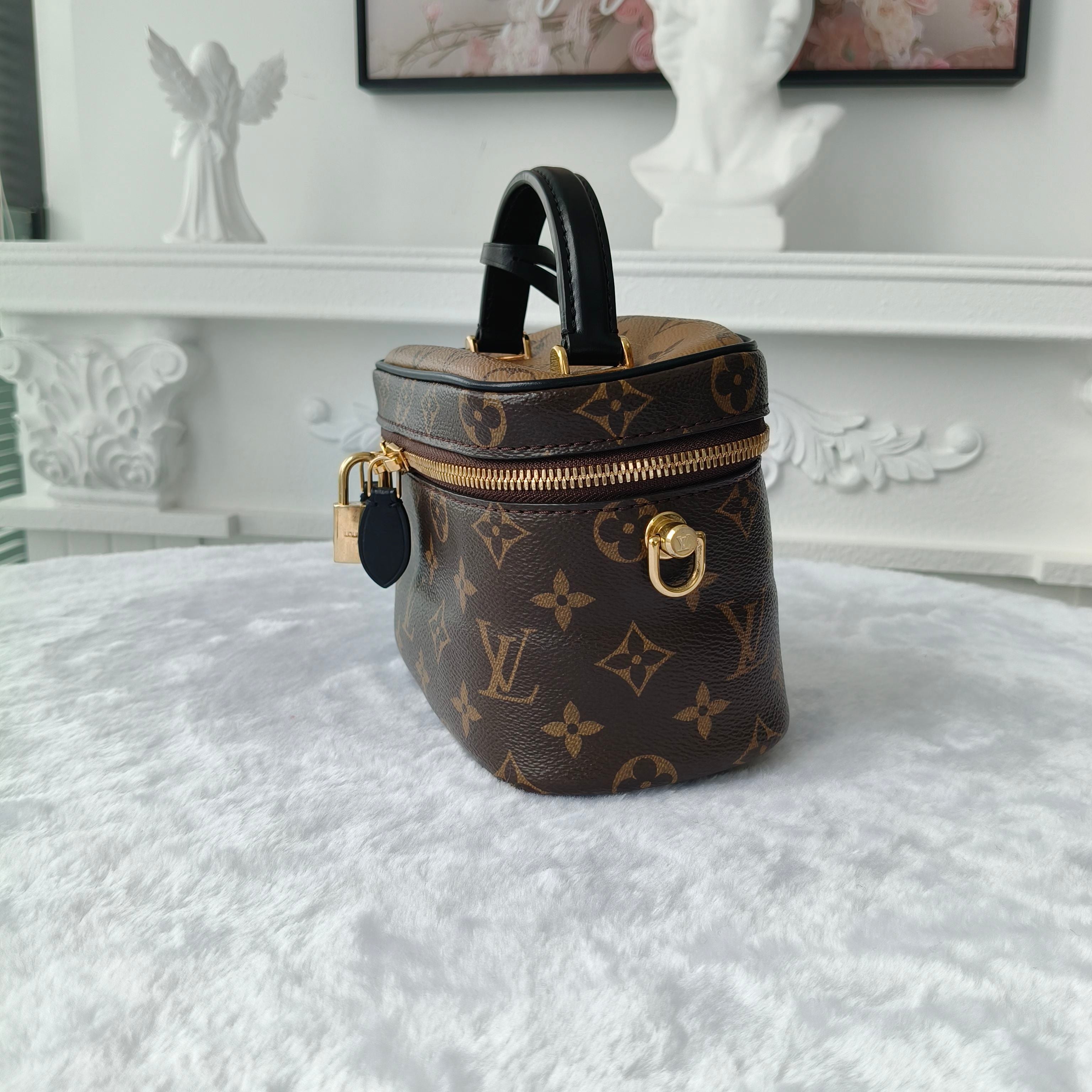 【#048】Pre-owned Louis Vuitton Vanity PM Reverse Monogram Canvas Black Calfskin Leather Vanity BagHZ260304