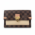【#046】Pre-owned Louis Vuitton Vaugirard Damier Ebene Canvas Rose Poudre Calfskin Leather Crossbody BagHZ2603060&&