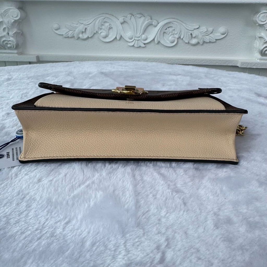 【#046】Pre-owned Louis Vuitton Vaugirard Damier Ebene Canvas Rose Poudre Calfskin Leather Crossbody BagHZ2603060&&