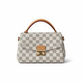 【#049】Pre-owned Louis Vuitton Croisette Damier Azur Canvas Natural Calfskin Leather Top Handle BagHZ2603040&&