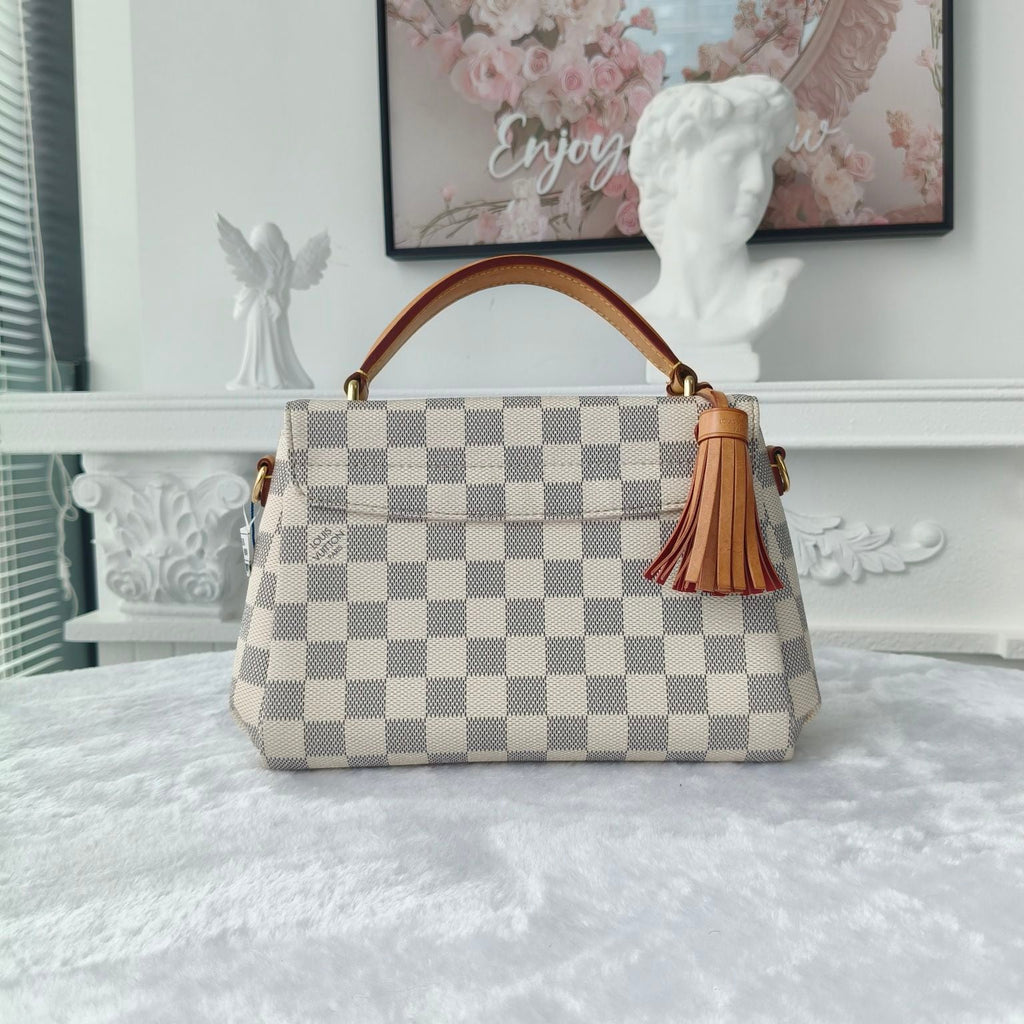 【#049】Pre-owned Louis Vuitton Croisette Damier Azur Canvas Natural Calfskin Leather Top Handle BagHZ2603040&&