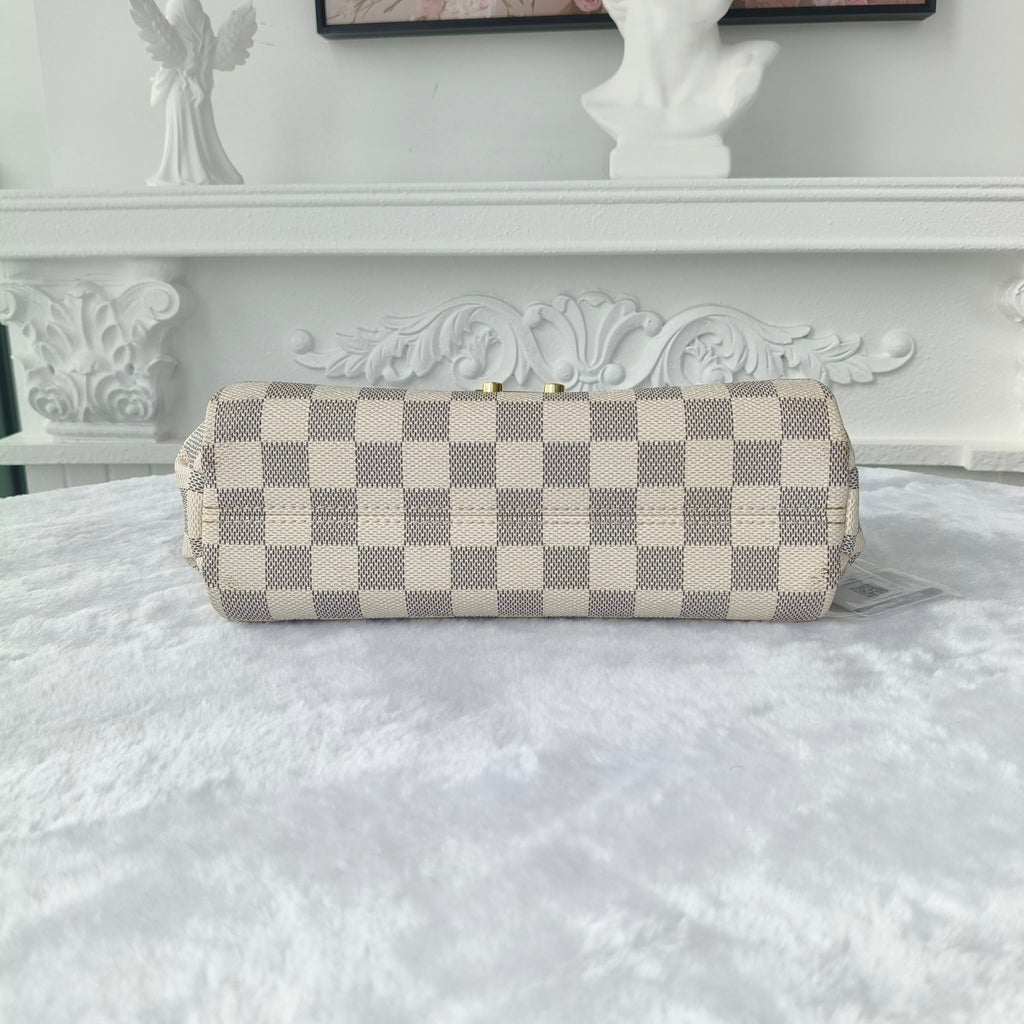 【#049】Pre-owned Louis Vuitton Croisette Damier Azur Canvas Natural Calfskin Leather Top Handle BagHZ2603040&&
