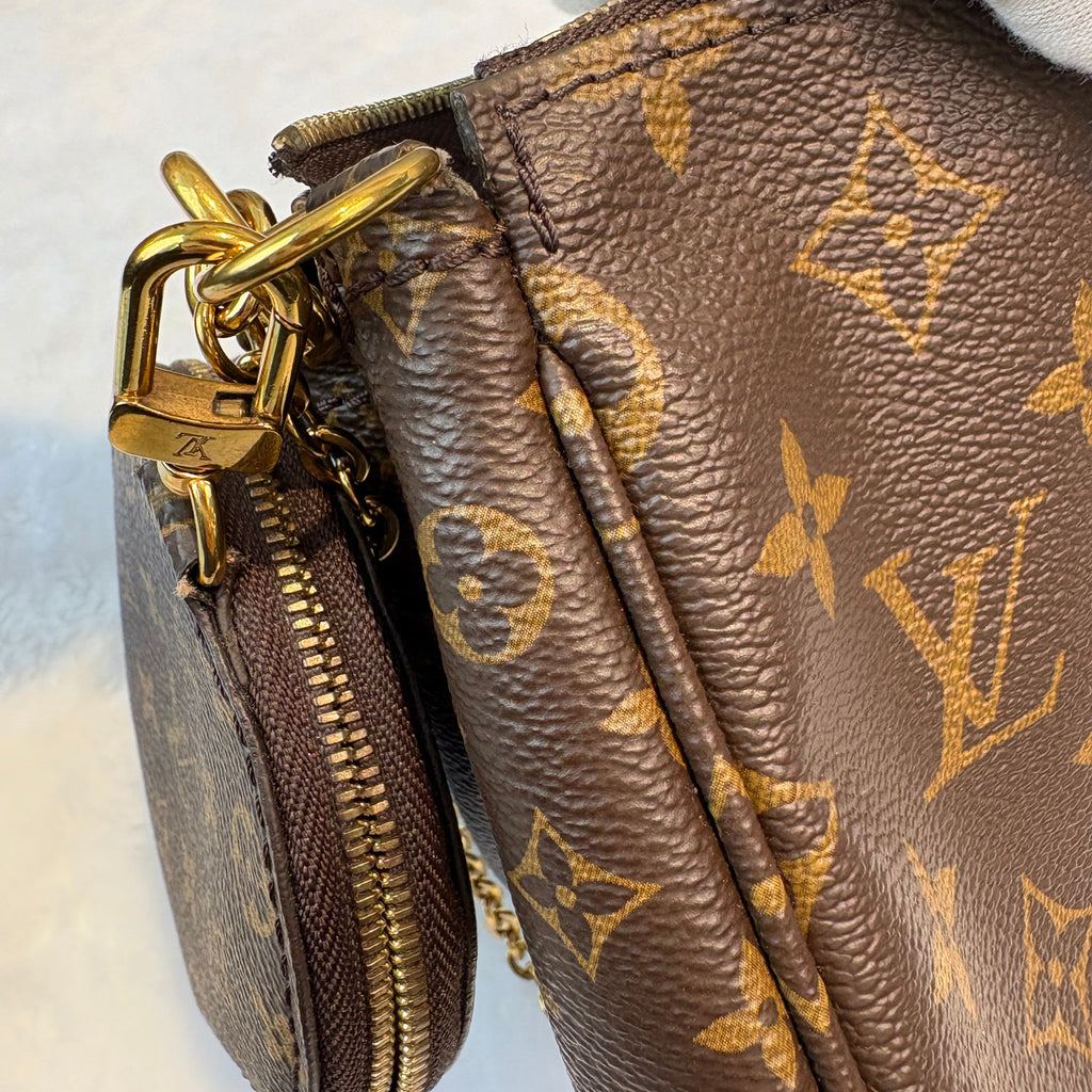 【#051】Pre-owned Louis Vuitton Multi Pochette Accessoires Monogram Canvas Khaki Green Strap Crossbody BagHZ2603020&&