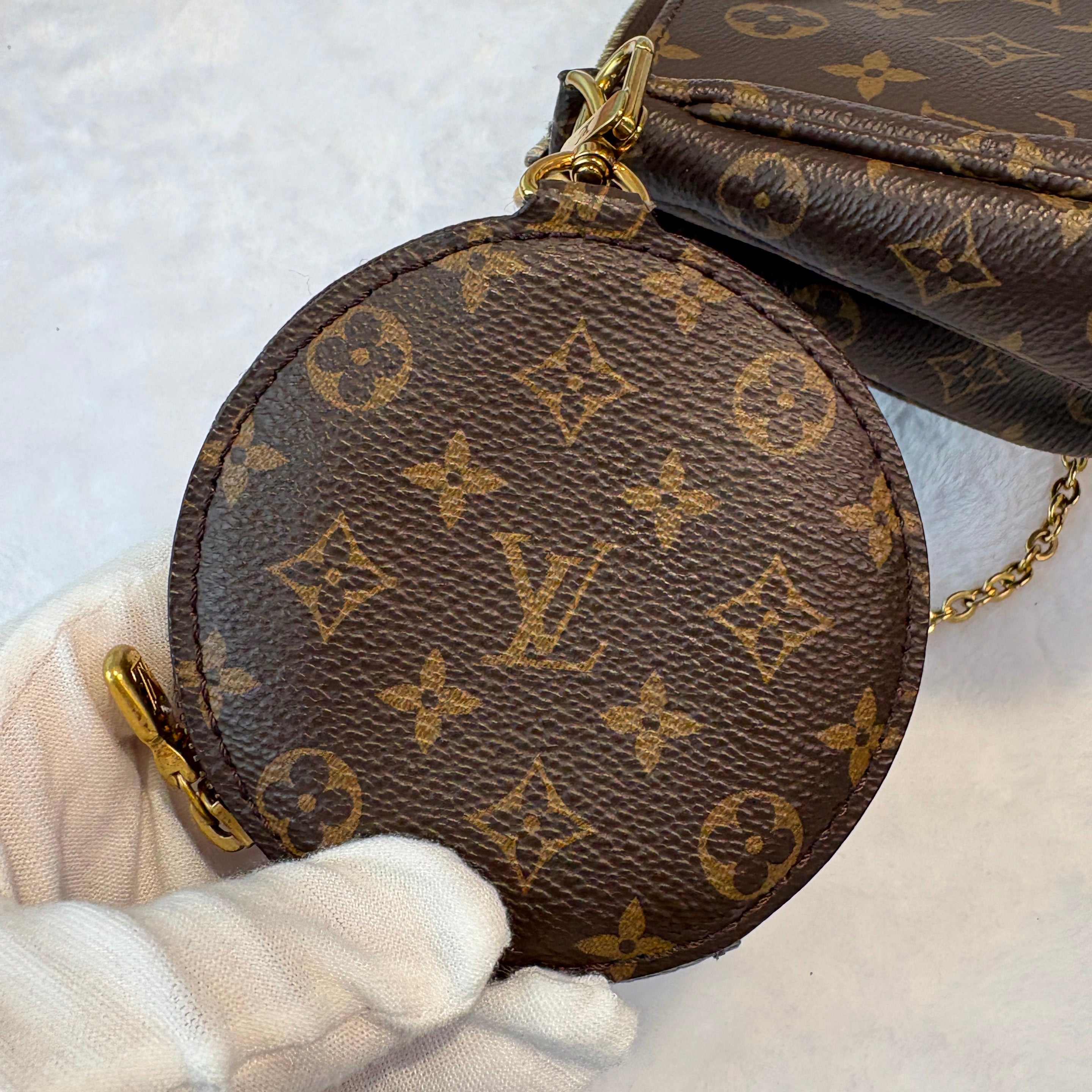 【#051】Pre-owned Louis Vuitton Multi Pochette Accessoires Monogram Canvas Khaki Green Strap Crossbody BagHZ2603020&&