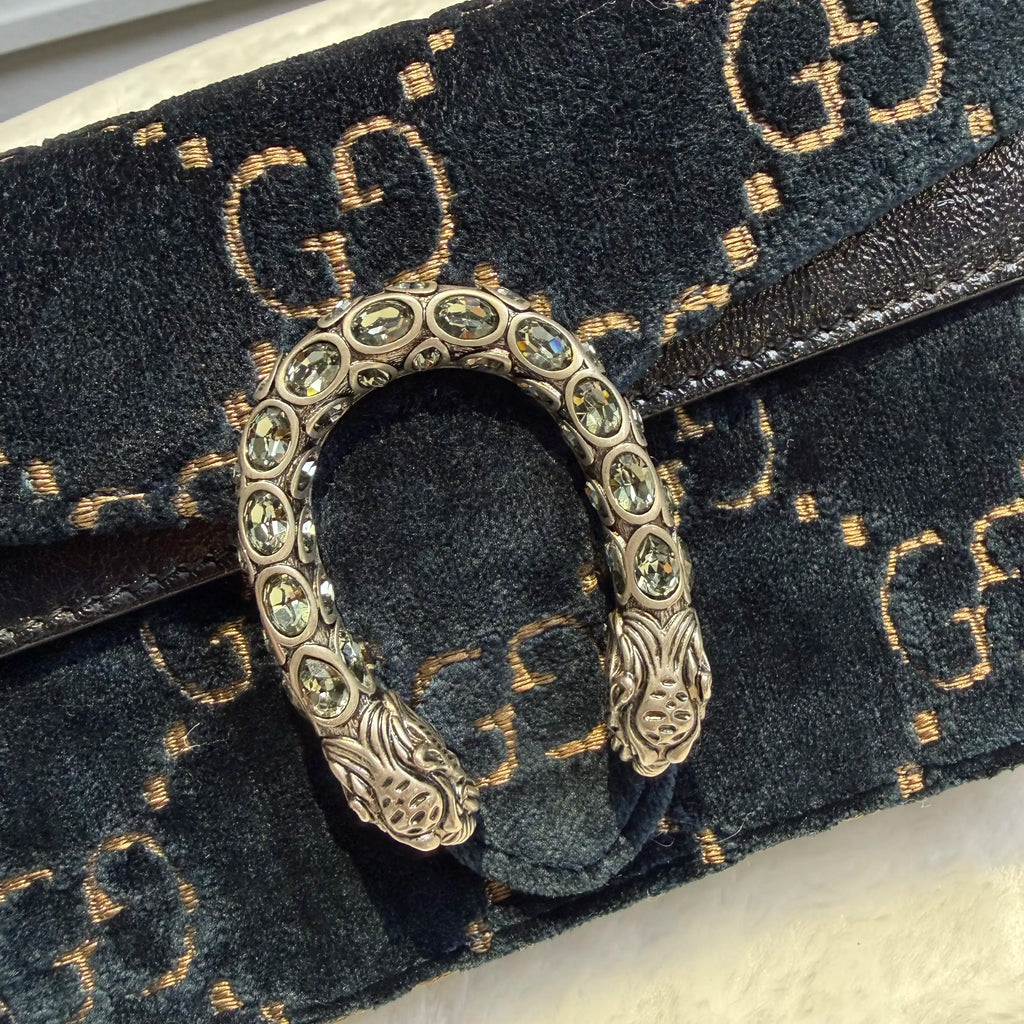 【#177】Pre-owned Gucci Dionysus Small Deep Blue Velvet Cross body bag HZ2602280&&