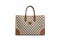 【#037】Pre-owned Celine Large Triomphe Canvas Tote Bag Beige/Brown Calfskin Leather Trim