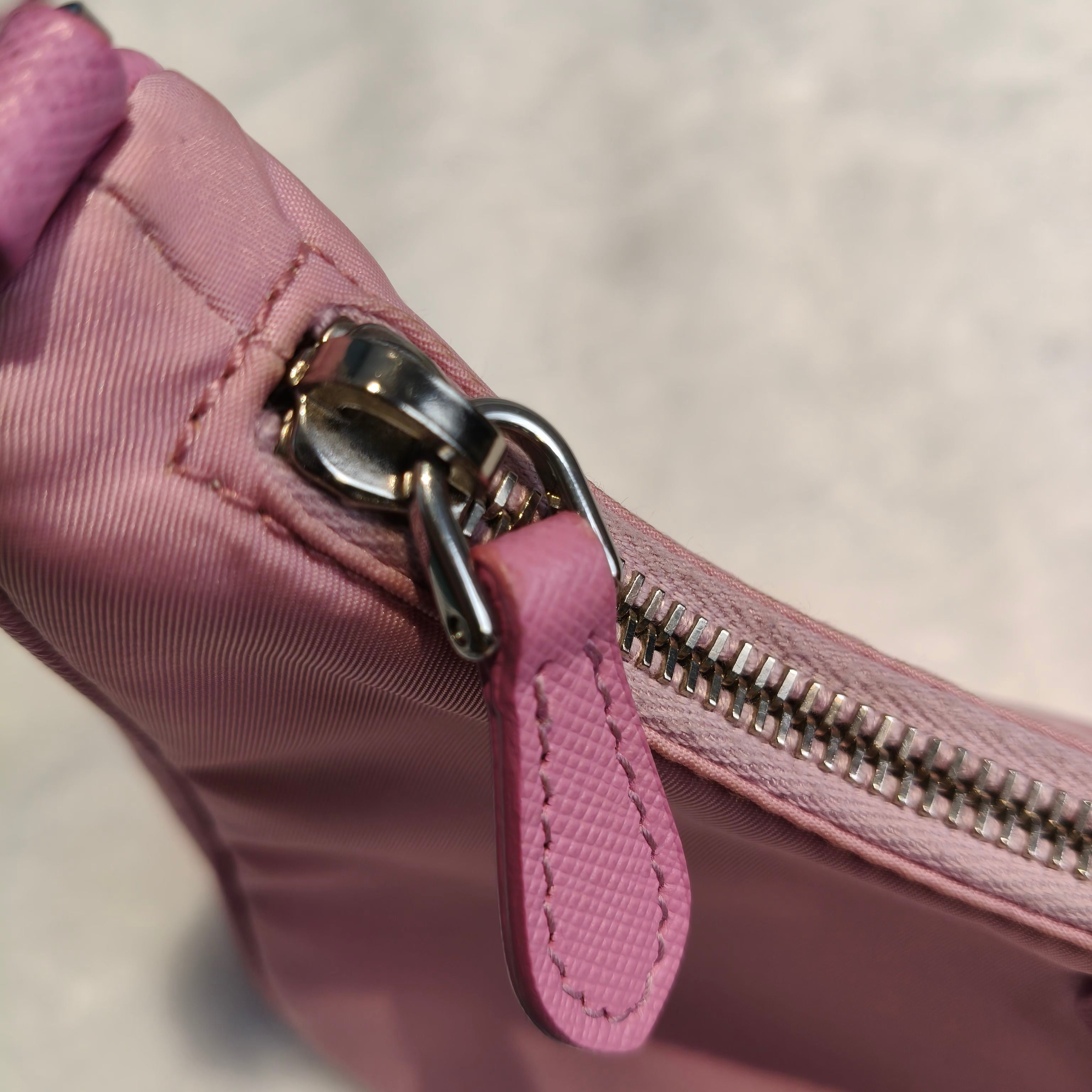 【#167】Pre-owned PRADA  Three-in-One Mini Pink Logo Print Nylon Hobo HZ260119&&