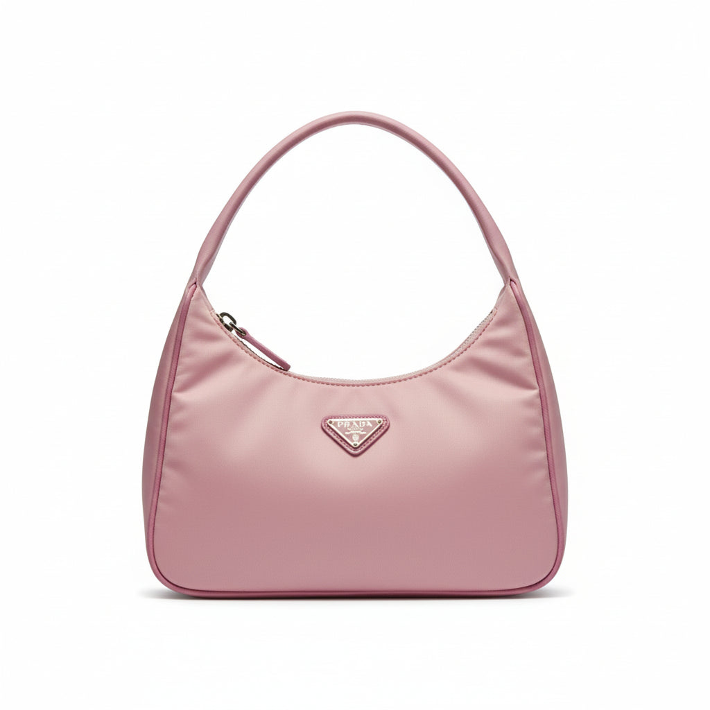 【#167】Pre-owned PRADA  Three-in-One Mini Pink Logo Print Nylon Hobo HZ260119&&
