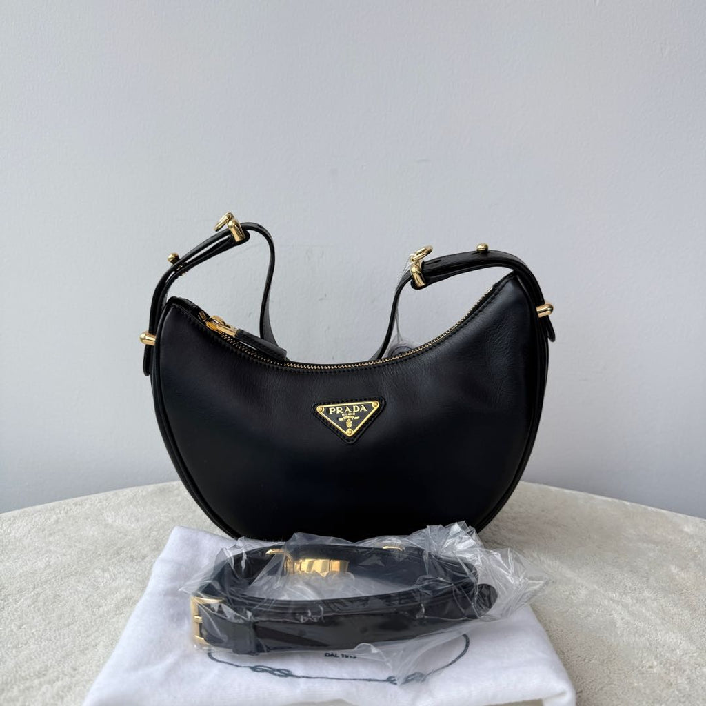 【#172】Pre-owned PRADA Arqué Small Black Lambskin&Calfskin Crossbody bag HZ251112&&
