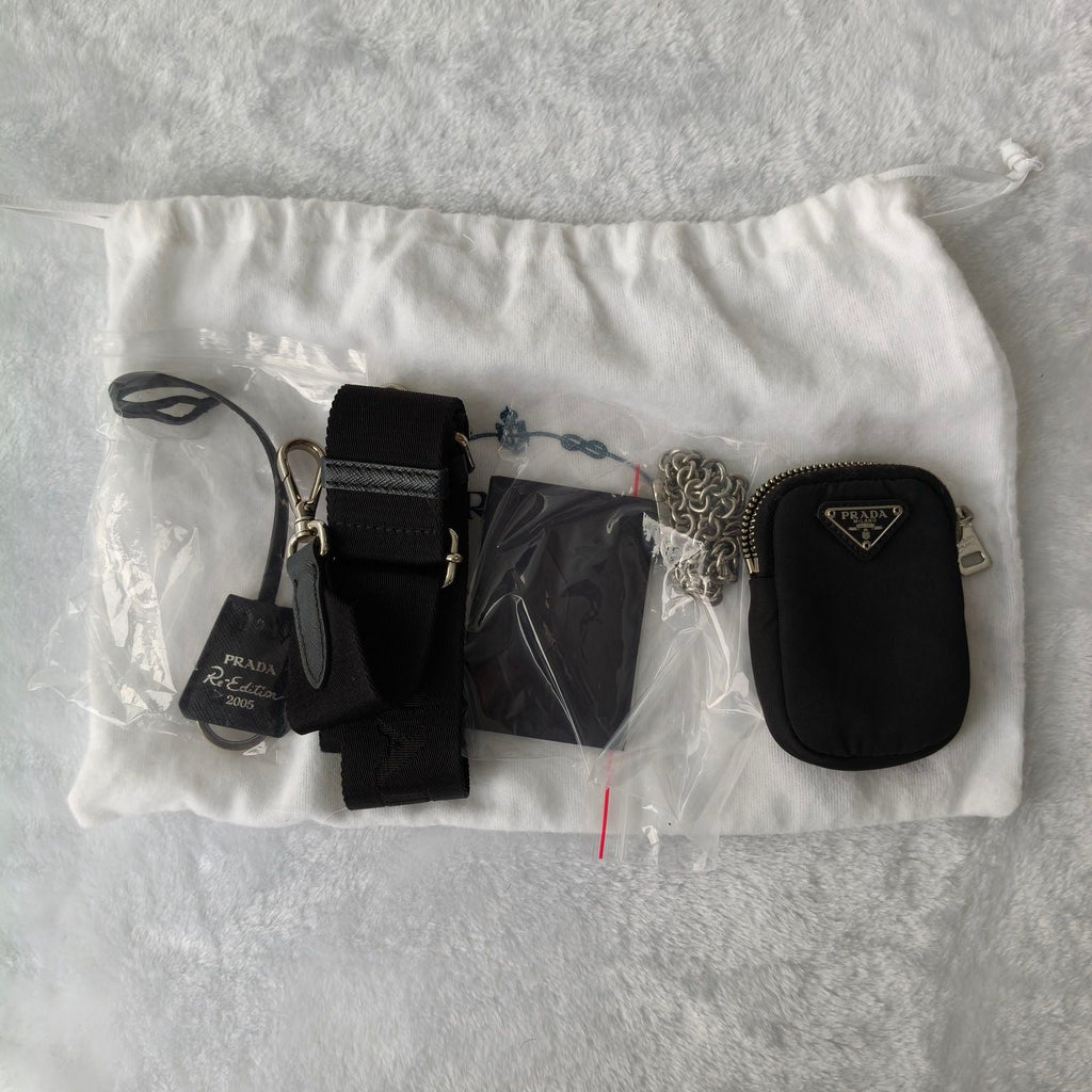 【#163】Pre-owned PRADA Re-Edition Mini Black Nylon and Calfskin Crossbody Bag HZ260304&&