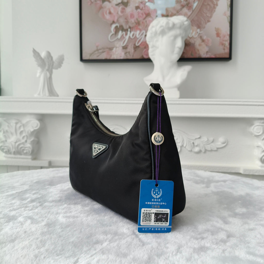 【#163】Pre-owned PRADA Re-Edition Mini Black Nylon and Calfskin Crossbody Bag HZ260304&&