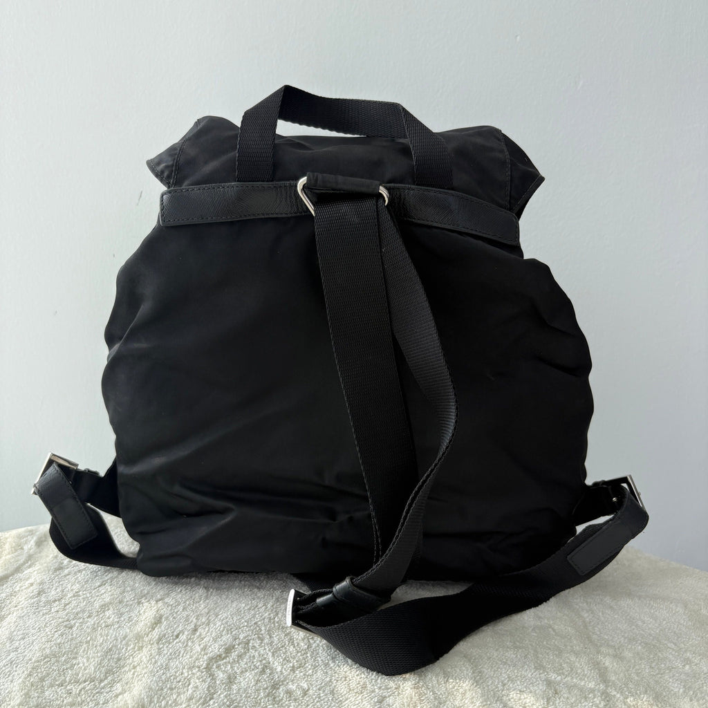 【#170】Pre-owned PRADA Vela Small Black Nylon Backpack HZ251203&&