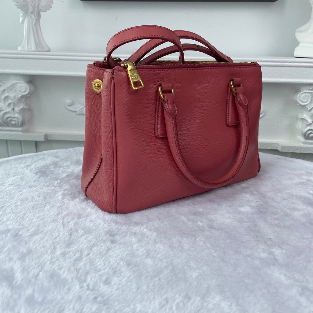 【#161】Pre-owned PRADA Galleria Small Pink Saffiano Leather Handbag HZ260306&&