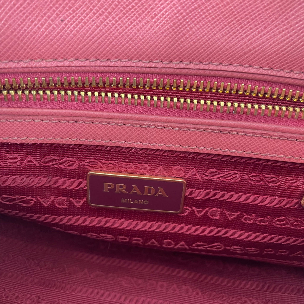 【#161】Pre-owned PRADA Galleria Small Pink Saffiano Leather Handbag HZ260306&&