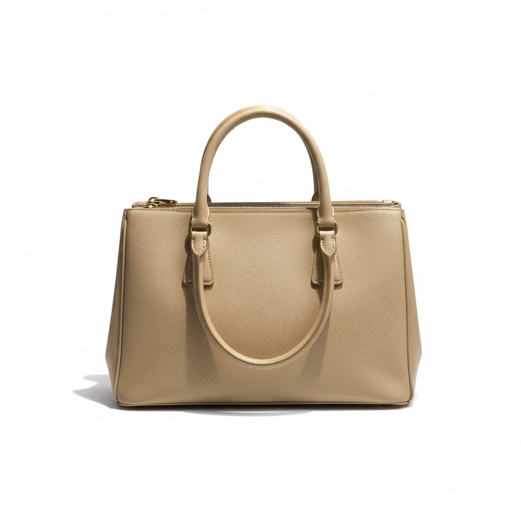 【#289】Pre-owned Prada Medium Galleria Bag Saffiano Leather in Beige with Gold-Tone Hardware