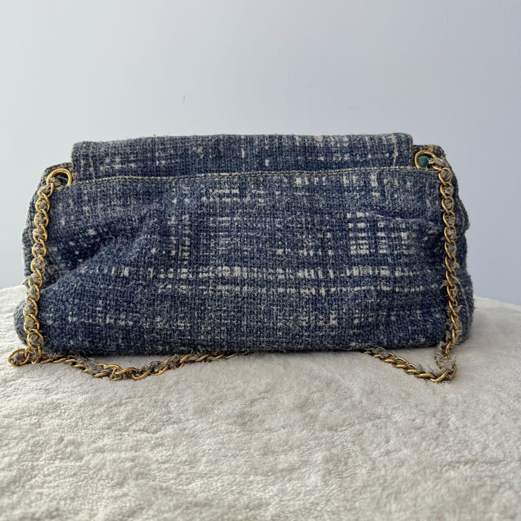 【#169】Pre-owned PRADA Vintage Blue Denim Contrast Stitching Shoulder Bag HZ251203&&