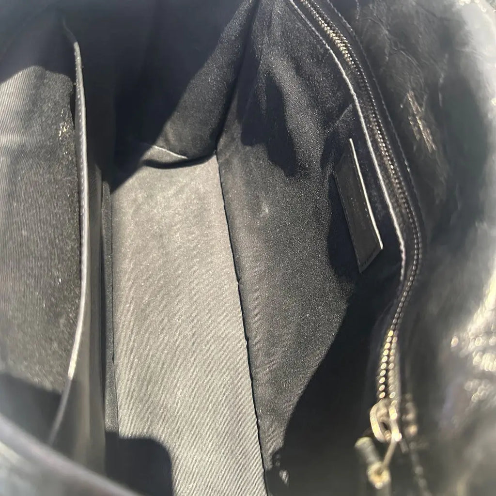 【#121】Pre-owned YSL Nikki Medium Black Oil Wax Leather Shoulder Bag HZ250728019